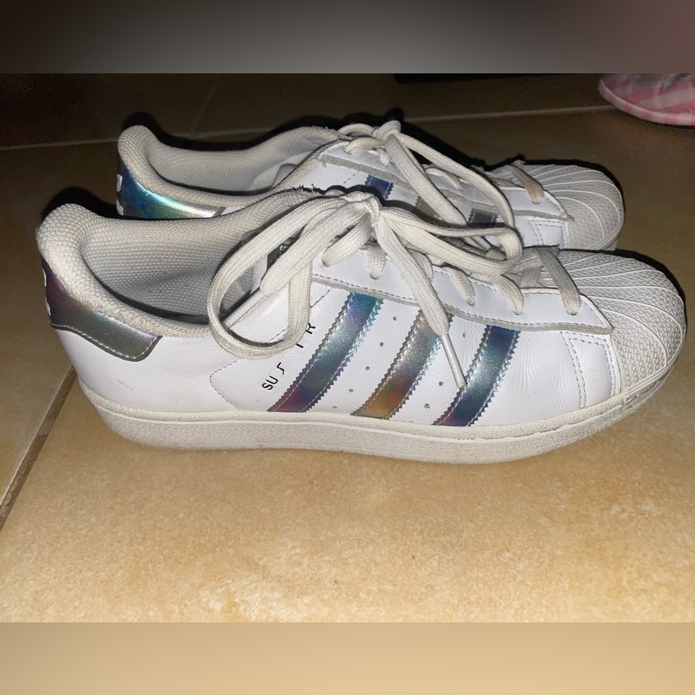 adidas White and Iridescent Sneakers